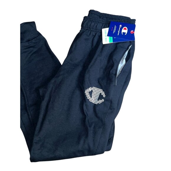 Champion Power Blend BeeHive Patch Sweat Pants Sz Medium Black Womens Soft - Picture 3 of 13